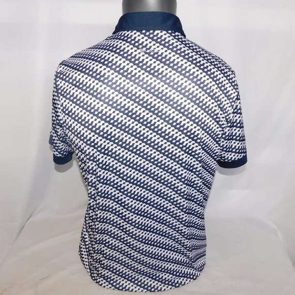 SLIGO Mens M Blue White Pattern Golf Polo Shirt - Picture 3 of 9